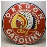 2-Sided Oregon Gasoline Porcelain Sign
