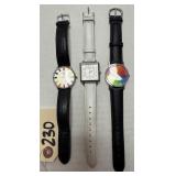 (3) Rainbow/Color Wheel Watches - Fossil, Timex+