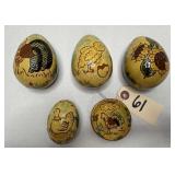 5pcs Breininger Pottery Redware Eggs & Plate