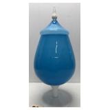 17' Tall Blue/White Empoli Glass Apothecary Jar