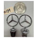 3pc Mercedes Lot - Hood Ornaments & Sales Token