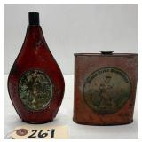 2pcs Dupont Indian Rifle Gunpowder Tin & Flask