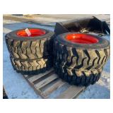 Set Of (4) New 12-16.5 Skid Loader Tires W/ Rims