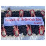 New Skid Lot Of 5/16" Double Chain Slings