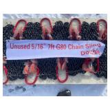 New Skid Lot Of 5/16" Double Chain Slings