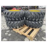 Set Of (4) New 12-16.5 Skid Loader Tires W/ Rims