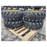 Set Of (4) New 12-16.5 Skid Loader Tires W/ Rims