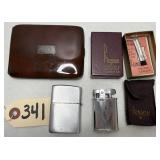 3pcs - Ronson/Zippo Lighters, Napier Cig Case