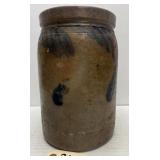 Stoneware Crock w/ Cobalt Blue Leaves