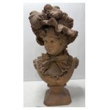 16" Terra Cotta Female in Bonnet Bust - BU 507