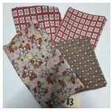 Flour/Feed Sack Fabrics - Red/Orange Prints