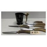 Stag Handled Cup & Wingen Solingen Knives