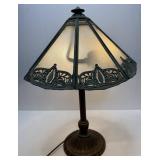 Antique Table Lamp with Slag Glass Shade