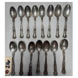 (15) Matching Sterling Silver Spoons - Floral