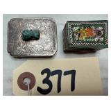 (2) Small Pill/Snuff Boxes - Silver & Mosaic
