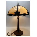 Antique Table Lamp with Slag Glass Shade