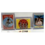(3) 1959 Baseball Cards: Kaline, Clemente, Cash