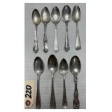 (9) Antique Sterling Silver Spoons