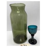 Green Glass Pickle Jar & Bristol Green Wine Glass