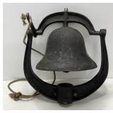 Cast Iron School Bell w/ Yoke & Post Mount