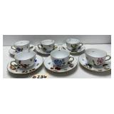 (6) Sets Herend Market Garden Cups & Saucers