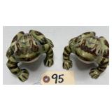 (2) Brush McCoy Art Pottery Garden Frogs