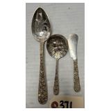 (3) S. Kirk & Son Repousse Sterling Serving Pieces