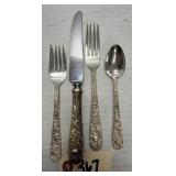 4pcs S. Kirk & Son Repousse Sterling Flatware