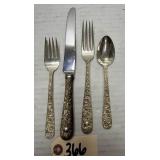 4pcs S. Kirk & Son Repousse Sterling Flatware