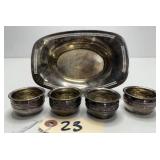 5pcs Sterling Silver - Small Bowl & Salt Cellars