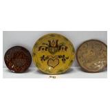 (3) Signed Redware Plates - Breininger ++