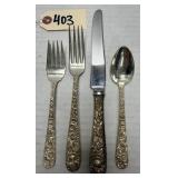 4pcs S. Kirk & Son Repousse Sterling Flatware