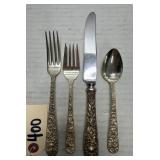 4pcs S. Kirk & Son Repousse Sterling Flatware