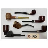 (6) Vintage Tobacco Pipes - Bull Head, Revolver ++