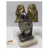 MCM Brass Owl Bookends & Owl on Book