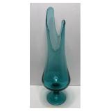 LE Smith Aqua Blue Glass Swung Smoothie Vase