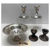 Weighted Sterling Silver Compote & Candlesticks
