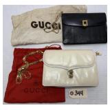 (2) Vintage Gucci Leather Handbags w/ Chain Straps