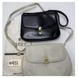 (2) Vintage Leather Gucci Handbags - Black & Cream