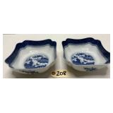 Pair of Mottahedeh Square Bowls w/ Asian Scene