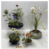 (4) William Wood Copper Floral Sculptures