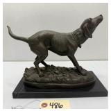 Bronze Hunting Dog Sculpture Signed Milo