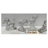 (5) Vintage Heisey Glass Horse Figurines