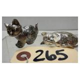 (2) Christofle France Cat Metal Figurines