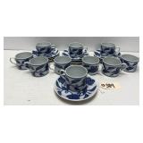 Mottahedeh Palace Blue Cups and Saucers