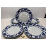 (5) Mottahedeh Palace Blue Dinner Plates