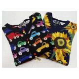 (2) Christine Foley Sweaters - Cars/Sunflowers