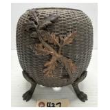 Cast Metal Cachepot - Oak Leaf & Acorn Motif