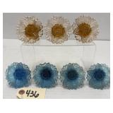 (7) Pink & Blue Pressed Glass Curtain Tie Backs