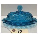 LE Smith Aqua Blue Moon & Stars Butter Dish